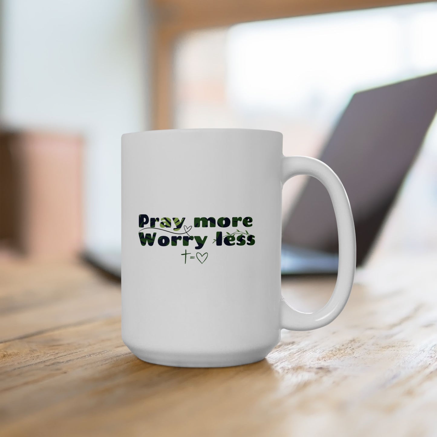 Pray More ~ White Ceramic Mug (11oz, 15oz)